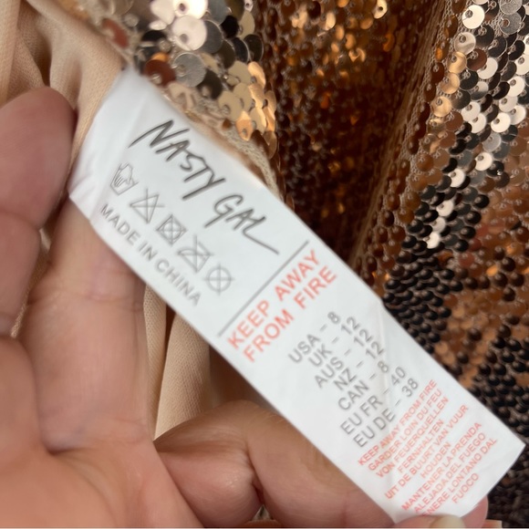 Nasty Gal Rose Gold Sequin Split Thigh Midi Skirt - Picture 10 of 12